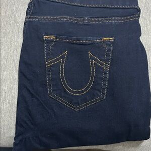 True Religion Women's Navy Jeans with Gold Stitching